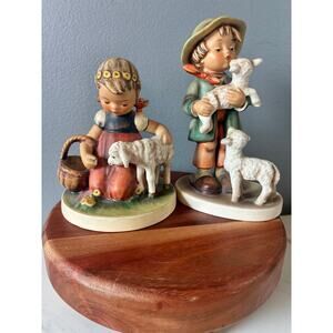 Western Germany Boy & Girl Lambs Figurine Pair Hummel-Style Pastoral Set set 2